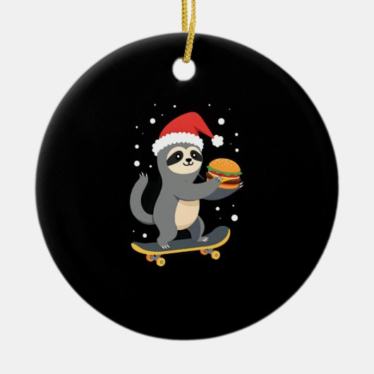 CHRISTMAS SLOTH Funny Christmas Skateboard Sloth ( Keramik Ornament (Vorne)
