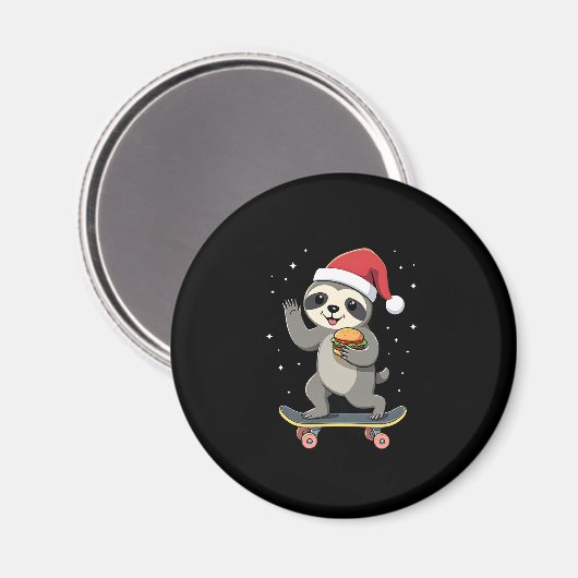 CHRISTMAS SLOTH Funny Christmas Skateboard Sloth ( Magnet (Vorderseite/Rückseite)