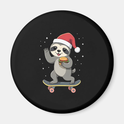 CHRISTMAS SLOTH Funny Christmas Skateboard Sloth ( Magnet (Vorne)