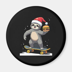 CHRISTMAS SLOTH Funny Christmas Skateboard Sloth ( Magnet