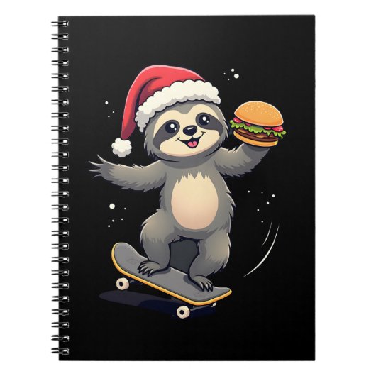CHRISTMAS SLOTH Funny Christmas Skateboard Sloth ( Notizblock (Vorderseite)