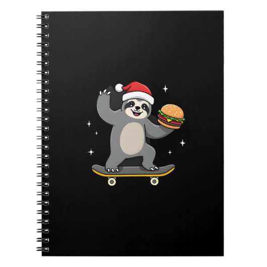 CHRISTMAS SLOTH Funny Christmas Skateboard Sloth ( Notizblock (Vorderseite)
