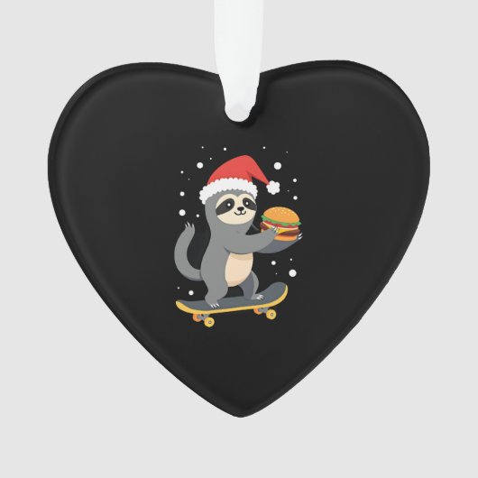 CHRISTMAS SLOTH Funny Christmas Skateboard Sloth ( Ornament (Vorderseite)