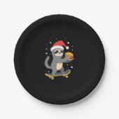 CHRISTMAS SLOTH Funny Christmas Skateboard Sloth ( Pappteller (Vorderseite)