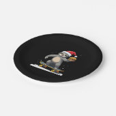 CHRISTMAS SLOTH Funny Christmas Skateboard Sloth ( Pappteller (Schrägansicht)