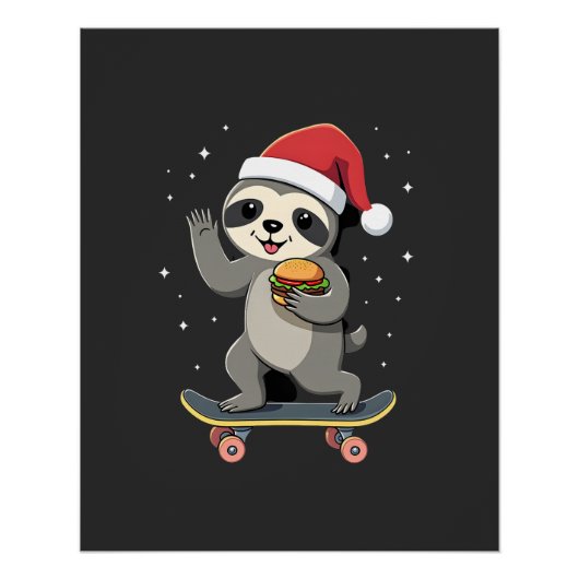 CHRISTMAS SLOTH Funny Christmas Skateboard Sloth ( Poster (Vorderseite)