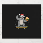 CHRISTMAS SLOTH Funny Christmas Skateboard Sloth ( Schaumweinetikett (Einzelnes Label)