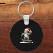 CHRISTMAS SLOTH Funny Christmas Skateboard Sloth ( Schlüsselanhänger (Vorderseite)