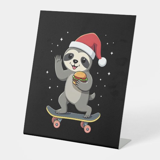 CHRISTMAS SLOTH Funny Christmas Skateboard Sloth ( Sockelschild (Vorderseite)