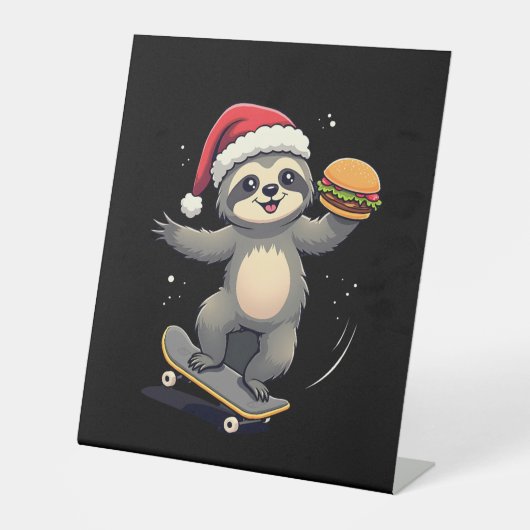 CHRISTMAS SLOTH Funny Christmas Skateboard Sloth ( Sockelschild (Vorderseite)