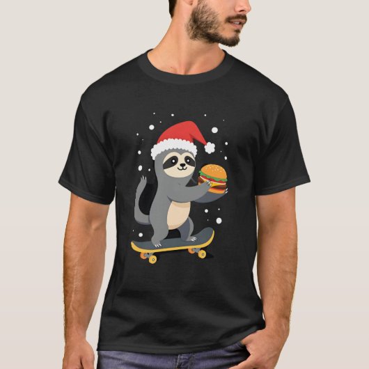 CHRISTMAS SLOTH Funny Christmas Skateboard Sloth ( T-Shirt (Vorderseite)