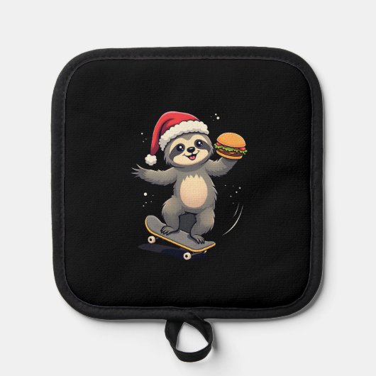 CHRISTMAS SLOTH Funny Christmas Skateboard Sloth ( Topflappen (Vorderseite)