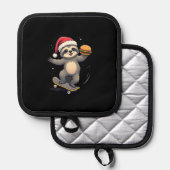 CHRISTMAS SLOTH Funny Christmas Skateboard Sloth ( Topflappen (Vorderseite/Rückseite)