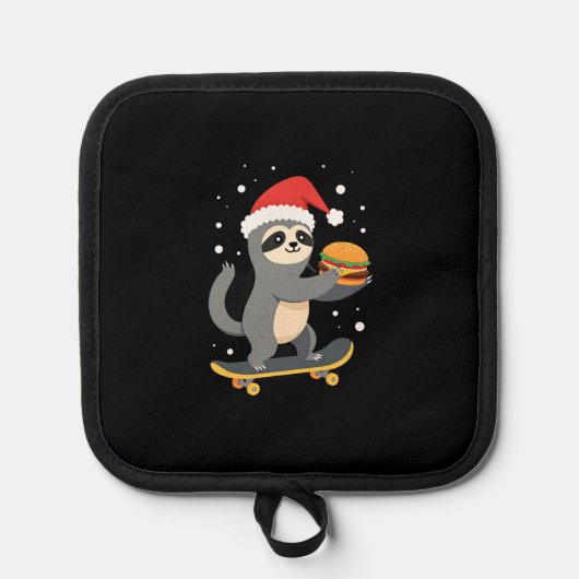 CHRISTMAS SLOTH Funny Christmas Skateboard Sloth ( Topflappen (Vorderseite)