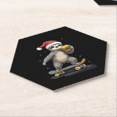 CHRISTMAS SLOTH Funny Christmas Skateboard Sloth Untersetzer (angewinkelt)