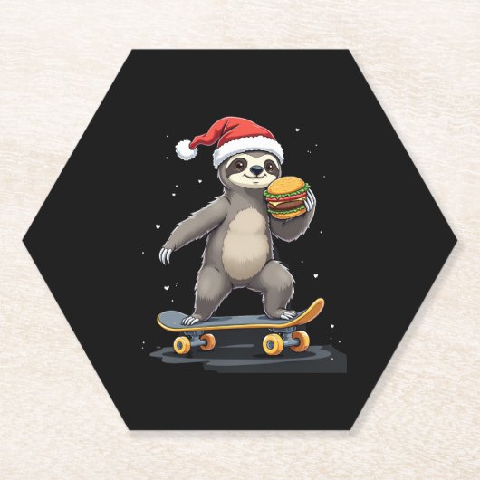 CHRISTMAS SLOTH Funny Christmas Skateboard Sloth Untersetzer (Vorderseite)