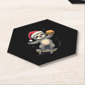 CHRISTMAS SLOTH Funny Christmas Skateboard Sloth ( Untersetzer (angewinkelt)