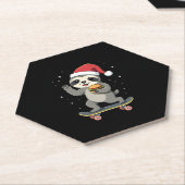CHRISTMAS SLOTH Funny Christmas Skateboard Sloth ( Untersetzer (angewinkelt)