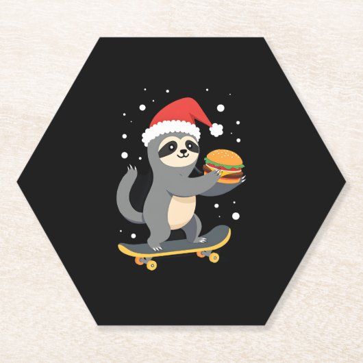 CHRISTMAS SLOTH Funny Christmas Skateboard Sloth ( Untersetzer (Vorderseite)