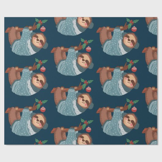 Christmas Sloth Geschenkpapier (Flach)