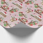 Christmas Sloth Gift Wrapping Paper Geschenkpapier (Ecke)