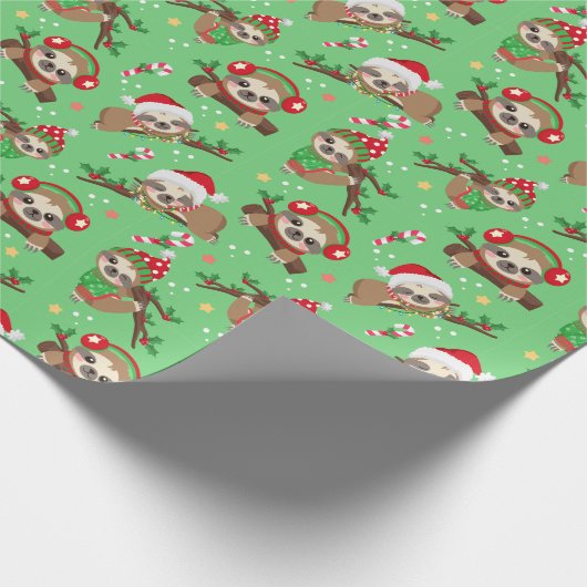 Christmas Sloth Gift Wrapping Paper Geschenkpapier (Ecke)