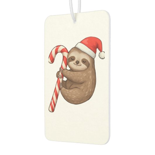 Christmas Sloth Hugging Candy Cane Classic T-Shirt Autolufterfrischer (Links)
