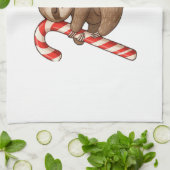 Christmas Sloth Hugging Candy Cane Classic T-Shirt Geschirrtuch (Gefaltet)