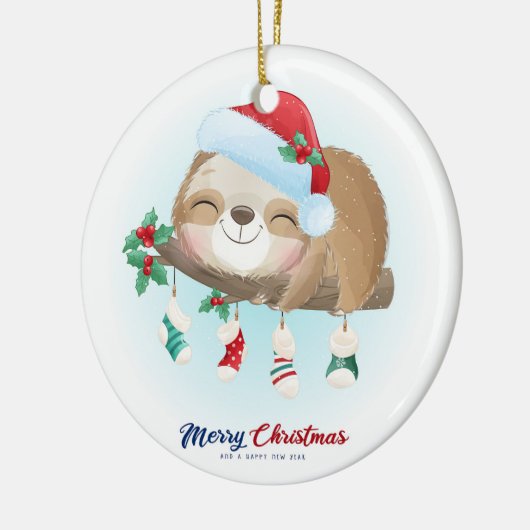Christmas Sloth Keramik Ornament (Links)