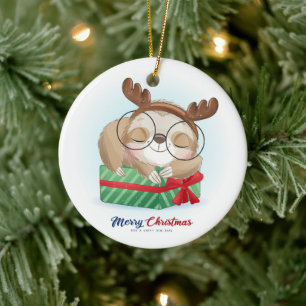 Christmas Sloth Keramik Ornament
