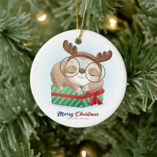 Christmas Sloth Keramik Ornament (Baum)