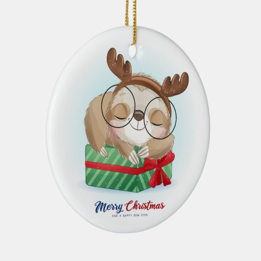 Christmas Sloth Keramik Ornament (Rechts)