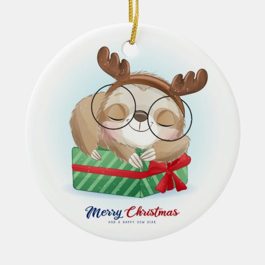 Christmas Sloth Keramik Ornament (Vorne)