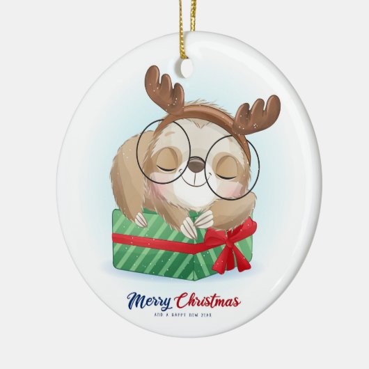 Christmas Sloth Keramik Ornament (Links)
