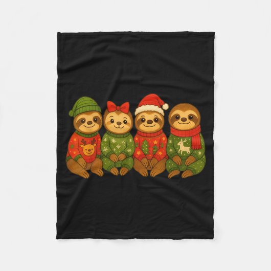 Christmas Sloth Matching Family Xmas Pajama Men Wo Fleecedecke (Vorderseite)