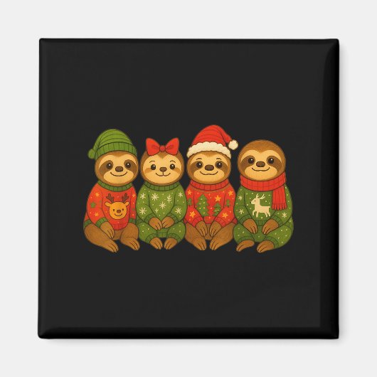 Christmas Sloth Matching Family Xmas Pajama Men Wo Magnet (Vorne)