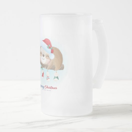 Christmas Sloth Mattglas Bierglas (VorderseiteRechts)