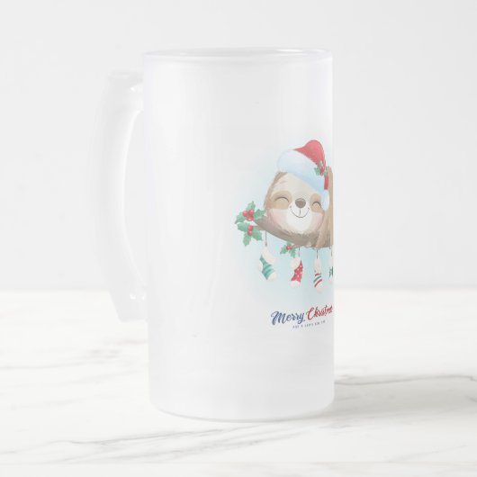Christmas Sloth Mattglas Bierglas (Vorderseite Links)