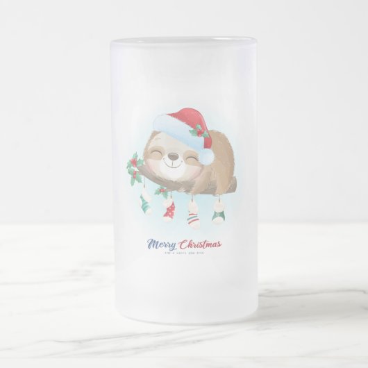 Christmas Sloth Mattglas Bierglas (Mittel)