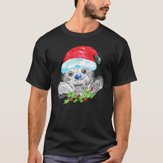 Christmas Sloth Merry Christmas Happy Holidays T-Shirt (Vorderseite)