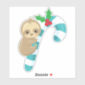 Christmas Sloth, Niedlich Sloth, Candy Cane, Mistl Aufkleber (Blatt)