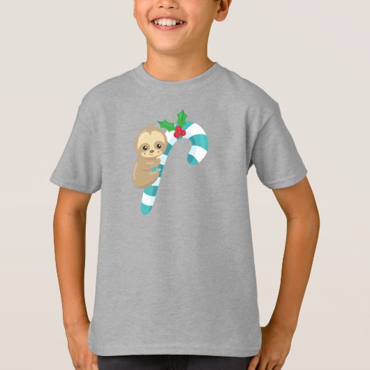 Christmas Sloth, Niedlich Sloth, Candy Cane, Mistl T-Shirt (Vorderseite)