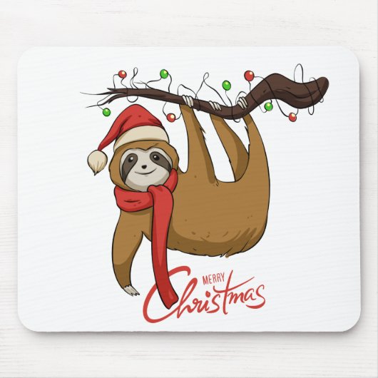 Christmas Sloth on Tree Branch%0A Mousepad (Vorne)