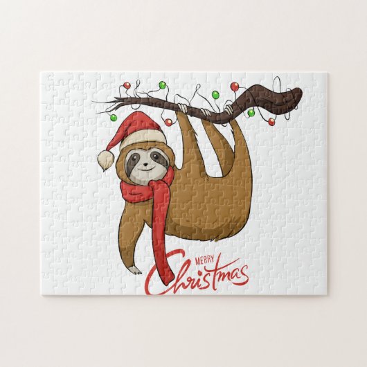 Christmas Sloth on Tree Branch%0A Puzzle (Horizontal)