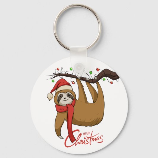 Christmas Sloth on Tree Branch%0A Schlüsselanhänger (Vorderseite)