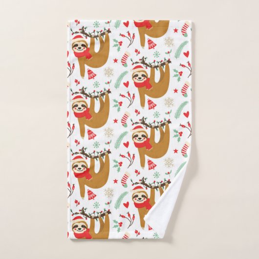 Christmas Sloth Pattern Badhandtuch Set (Handtuch)