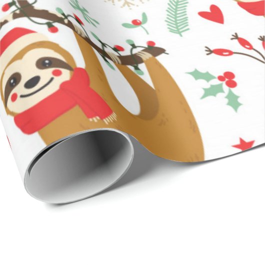 Christmas Sloth Pattern Geschenkpapier (Rolleneckpunkt)