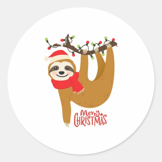 Christmas Sloth Runder Aufkleber (Vorderseite)
