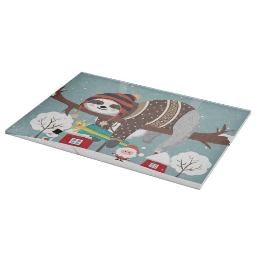 Christmas Sloth Schneidebrett (Ecke)