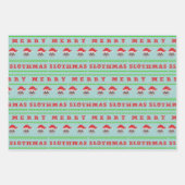 Christmas Sloth Trio Merry Slothmas Niedlicher Url Geschenkpapier Set (Vorderseite 3)